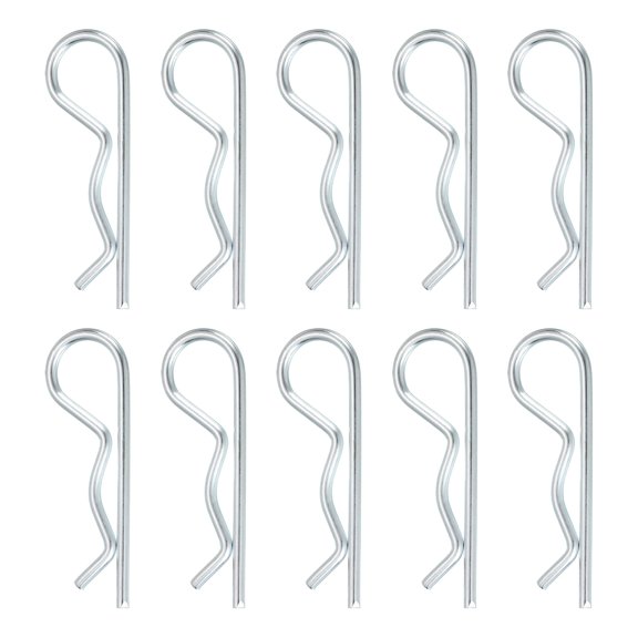 Uxcell 10 Pcs Hitch Pin Clip, 4mm x 85mm R Clips Carbon Steel Retaining Wire Hair Pins Cotter Pin Assortment Kit Clips for Trailer Tractors Mower Carts Truck Pin Clip, Silver