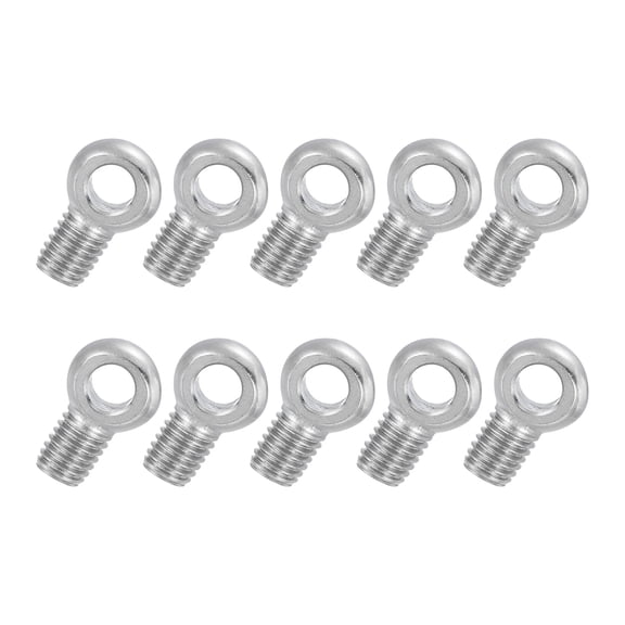 Uxcell 10 Pcs M10x20mm Shoulder Swing Lifting Eye Bolt, 304 Stainless Steel Metric Full Thread Fisheye Eye Slip Hole Screw Rigging Bolt Metal Fasteners Screws, Silver Tone