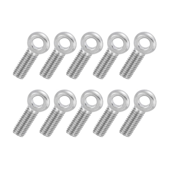Uxcell 10 Pcs M10x35mm Shoulder Swing Lifting Eye Bolt, 304 Stainless Steel Metric Full Thread Fisheye Eye Slip Hole Screw Rigging Bolt Metal Fasteners Screws, Silver Tone