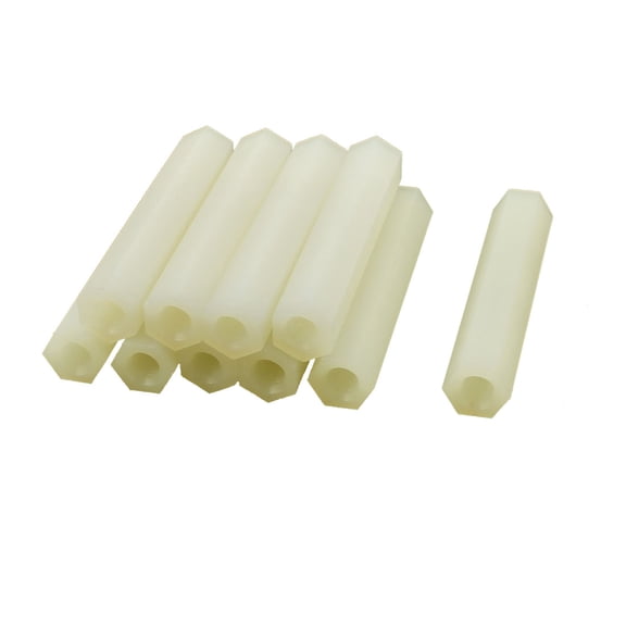 Uxcell 10 Pcs M4 x 40mm HEX Spacers Nylon Hexagonal Female-Female Inner Thread