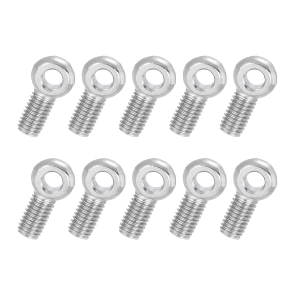 Uxcell 10 Pcs M8x20mm Shoulder Swing Lifting Eye Bolt, 304 Stainless Steel Metric Full Thread Fisheye Eye Slip Hole Screw Rigging Bolt Metal Fasteners Screws, Silver Tone