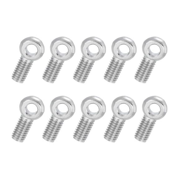 Uxcell 10 Pcs M8x25mm Shoulder Swing Lifting Eye Bolt, 304 Stainless Steel Metric Full Thread Fisheye Eye Slip Hole Screw Rigging Bolt Metal Fasteners Screws, Silver Tone