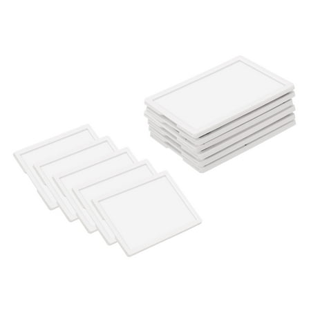 Uxcell 10 Pcs Magnetic Label Holders, 4 x 2.8 Inch Data Card Holder with Paper Cards and Protective Films for Shelf White Board Toolbox Metal Wall Cabinet Drawer, White