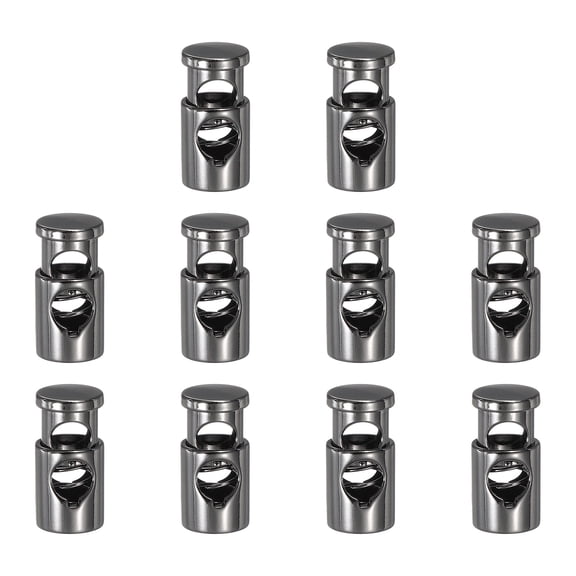 Uxcell 10 Pcs Metal Cord Locks, 6.5mm Single-Hole Cord Locks for Drawstrings End Stopper Fastener Slider Toggles Clip for Shoelaces Backpacks Replacement, Glossy Black