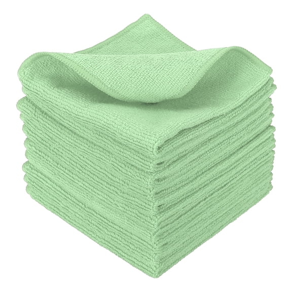 Uxcell 10 Pcs Microfiber Cleaning Cloth, Kitchen Towels Reusable Microfiber Towels Highly Absorbent for Household Cleaning Supplies, Kitchen, Bathroom, Light Green(Square), 11.8"X11.8