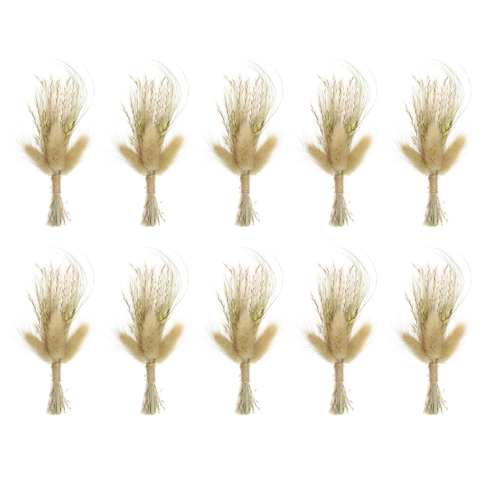 Uxcell 10 Pcs Mini Pampas Grass Dried Flower Bouquet Baby's Breath Boho DIY Gift Brown