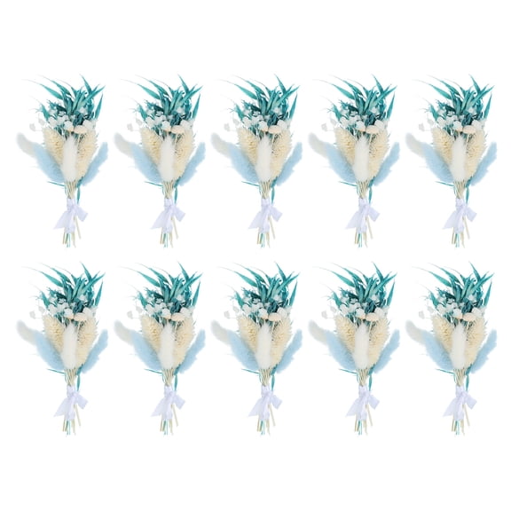 Uxcell 10 Pcs Mini Pampas Grass Dried Flower Bouquet Boho DIY Gift Blue