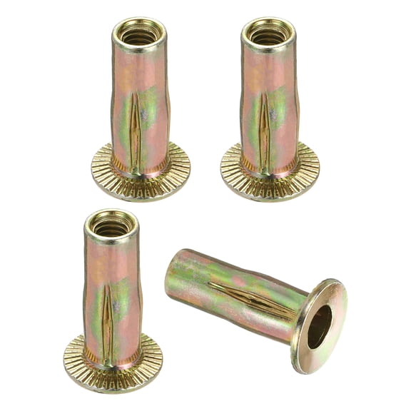 Uxcell 10 Pcs Multi Grip Rivet Nuts 5/16"-18x1-3/16", Pre-Bulbed Shank Flat Head Threaded Insert Nuts Carbon Steel Zinc Plated for -  Automotive Machine Equipment Mounting Use, Color Zinc