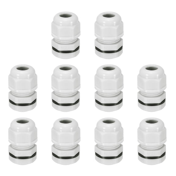 Uxcell 10 Pcs NPT 3/8" Cable Glands Adjustable 5-10mm PA6 Nylon IP68 Waterproof Connectors with Seals Anti-Corrosion for Industrial/Outdoor Electrical Systems (White)