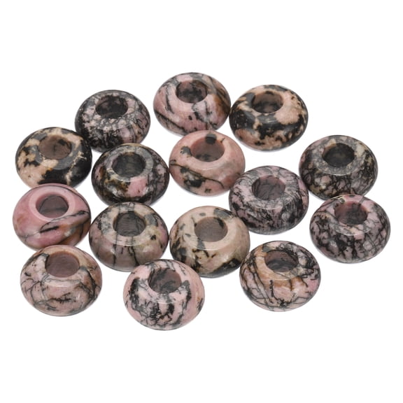 Uxcell 10 Pcs Natural Gemstone Beads, Large Hole Rondelle Beads for Jewelry Making DIY Craft, 14 x 8 MM, Gem Green