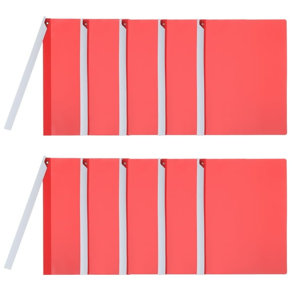 Uxcell 10 Pcs Non-punching Report Covers with Swing Clip, Plastic Presentation Folders for Office, Red