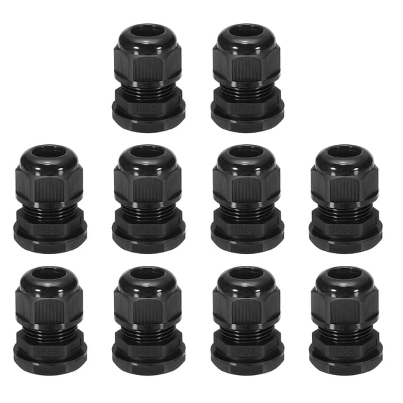 Uxcell 10 Pcs PG16 Cable Glands Adjustable 8.5-14mm PA6 Nylon IP68 Waterproof Connectors with Seals Anti-Corrosion for Industrial/Outdoor Electrical Systems (Black)
