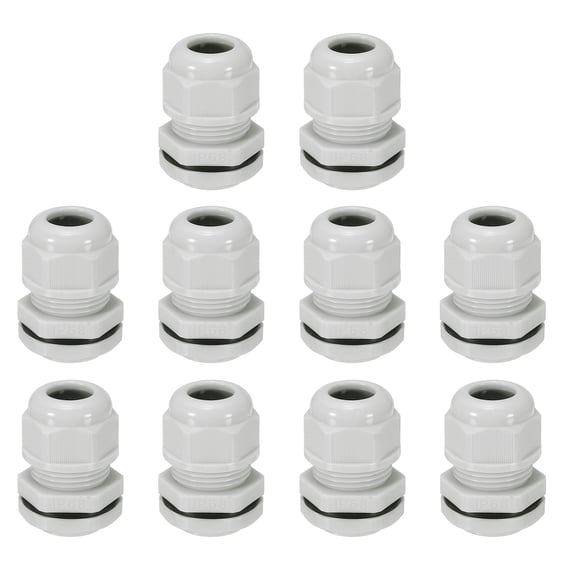 Uxcell 10 Pcs PG19 Cable Glands Adjustable 8.5-14mm PA6 Nylon IP68 Waterproof Connectors with Seals Anti-Corrosion for Industrial/Outdoor Electrical Systems (White)