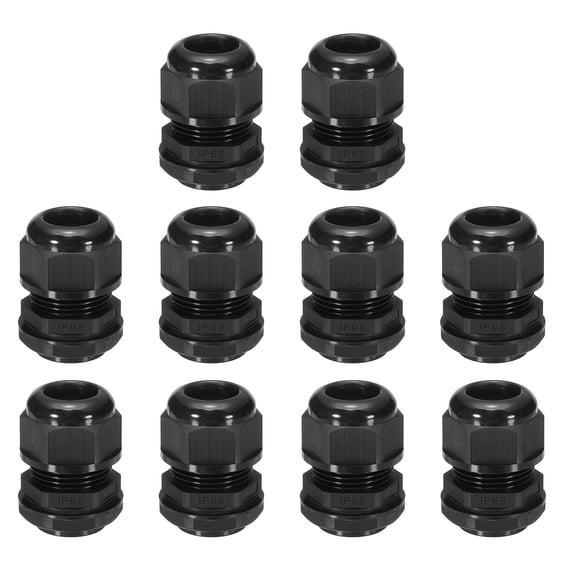 Uxcell 10 Pcs PG21 Cable Glands Adjustable 12-18mm PA6 Nylon IP68 Waterproof Connectors with Seals Anti-Corrosion for Industrial/Outdoor Electrical Systems (Black)