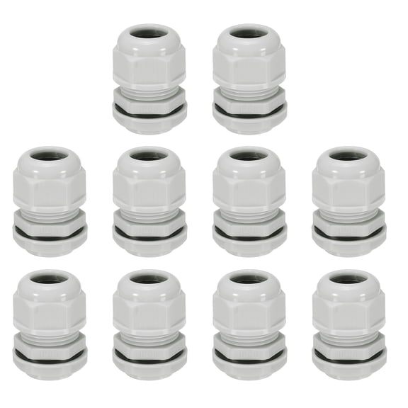 Uxcell 10 Pcs PG21 Cable Glands Adjustable 12-18mm PA6 Nylon IP68 Waterproof Connectors with Seals Anti-Corrosion for Industrial/Outdoor Electrical Systems (White)