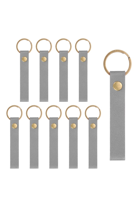 10 Pcs PU Leather Laser Engraving Keychain Blanks (Gray, 4.5" x 0.6")