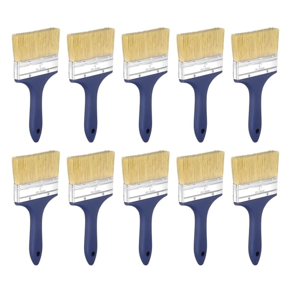 Uxcell 10 Pcs Paint Brushes 4 Inch Flat Not Chip Brush PET Fiber Strands Bristle