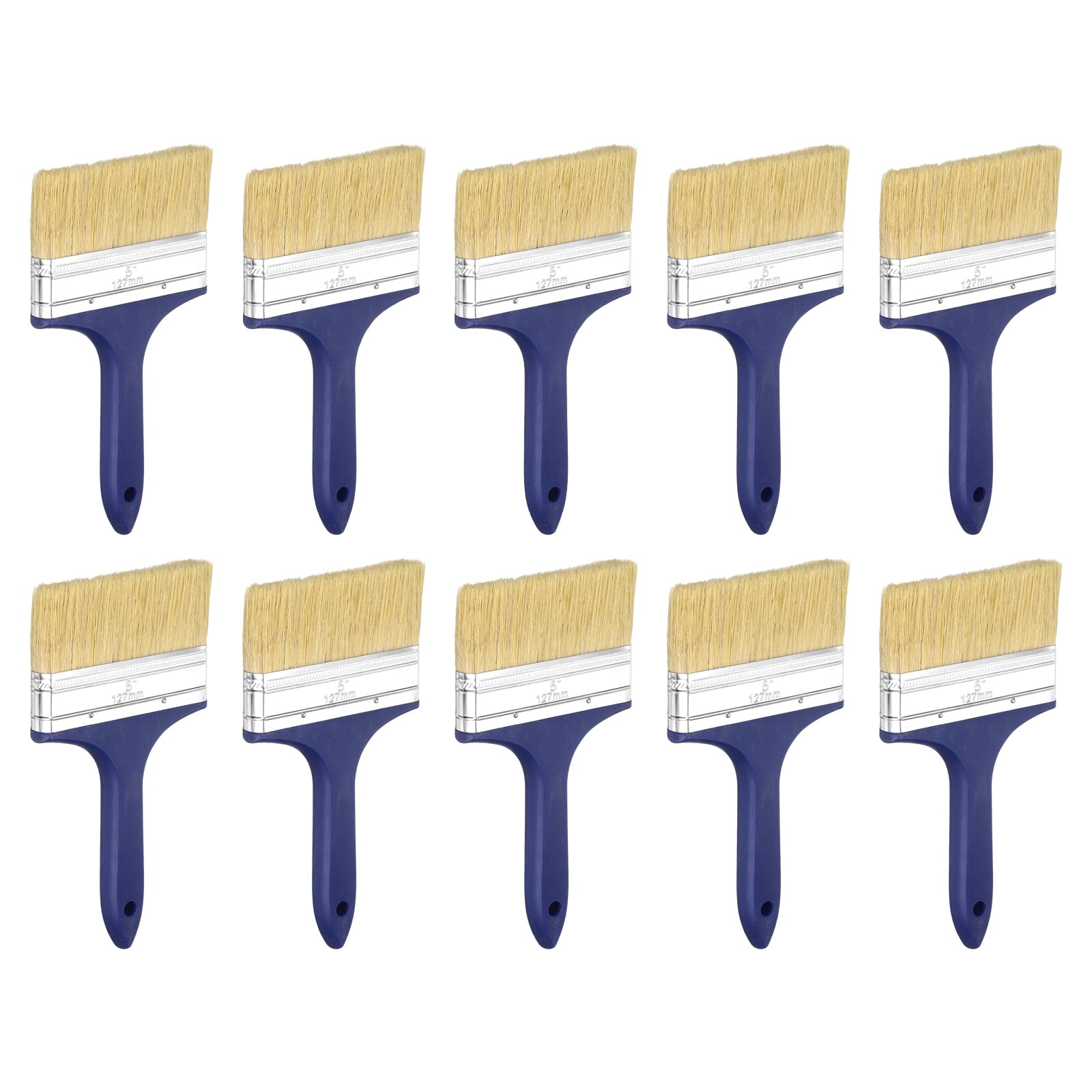 Uxcell 10 Pcs Paint Brushes 5 Inch Flat Not Chip Brush PET Fiber Strands Bristle