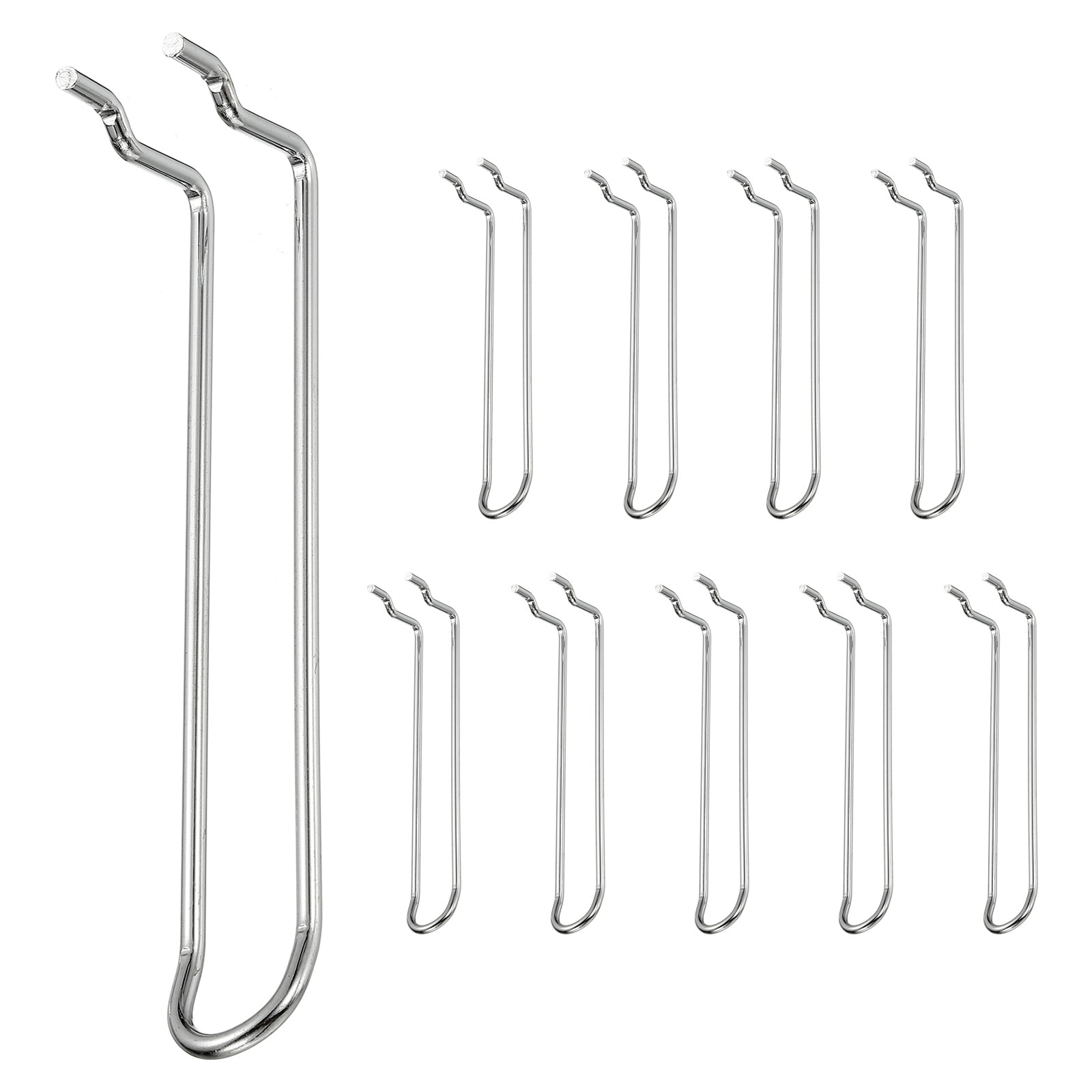 Uxcell 10 Pcs Pegboard Hooks,  5.9 Inch Peg Board Hooks Kit Fit 1/6" Pegboard Garage for Hanging Shelving Tool Storage Craft Organizing, Silver Tone