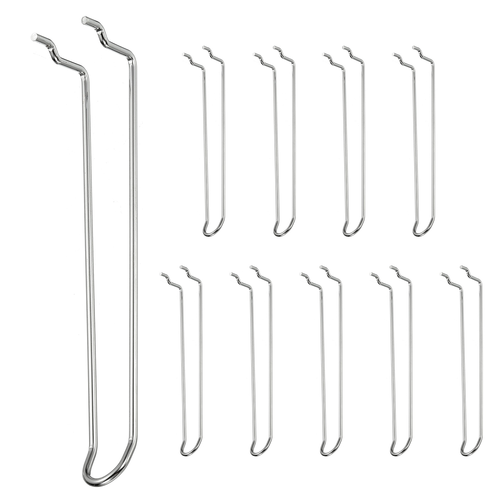 Uxcell 10 Pcs Pegboard Hooks,  7.9 Inch Peg Board Hooks Kit Fit 1/6" Pegboard Garage for Hanging Shelving Tool Storage Craft Organizing, Silver Tone