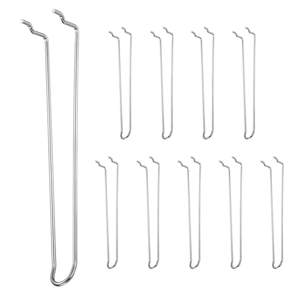 Uxcell 10 Pcs Pegboard Hooks,  9.8 Inch Peg Board Hooks Kit Fit 1/6" Pegboard Garage for Hanging Shelving Tool Storage Craft Organizing, Silver Tone