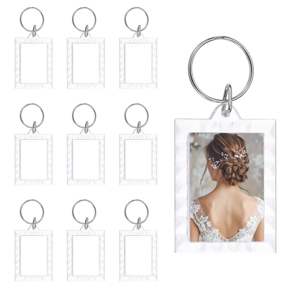 Uxcell 10 Pcs Photo Frame Keyring, 1.5 x 2 Inch Rectangular Lace Photo Keychains