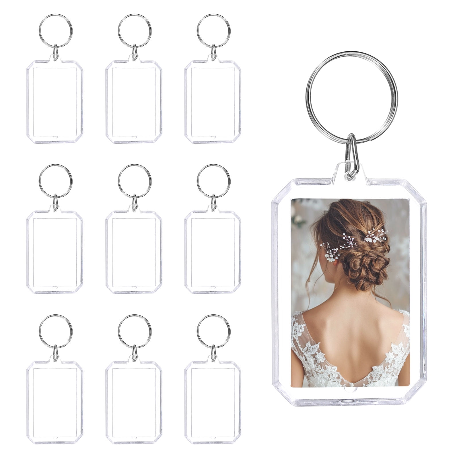 Uxcell 10 Pcs Photo Frame Keyring, 2.3 x 1.6 Inch Octagon Photo ...