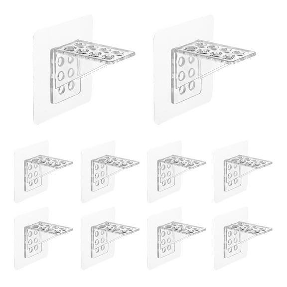 Uxcell 10 Pcs Plastic Shelf Support Peg Punch Free Self Adhesive Bracket Clear Partition Pin for Furniture Kitchen Cabinet