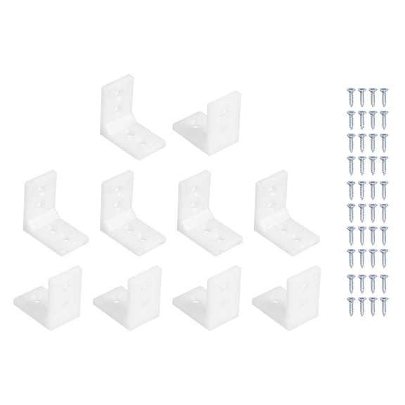 Uxcell 10 Pcs Plastic Shelf Support Peg, Right Angle Bracket, 1.3"x 0.87"x 1.3" L Shape Shelf Bracket with Screws for Wooden Frame Shelves Furniture