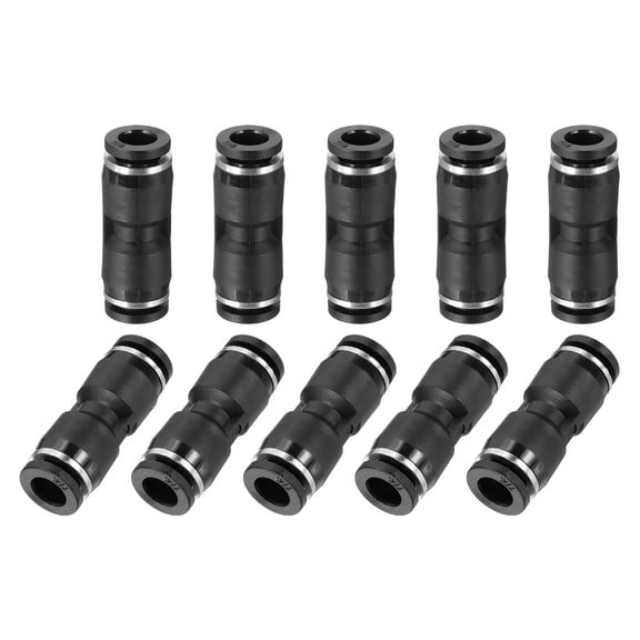 Uxcell Push to Connect Fittings Pneumatic Quick Connector Straight Union Tube Fitting 1/4 Inch 10