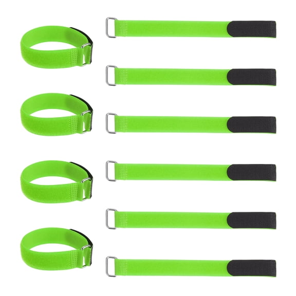 Uxcell 10 Pcs Reusable Cinch Straps, 0.8" x 10.3" Adjustable Hook and Loop Securing Straps Multi-Purpose Self-Adhesive Fastening Cable Cord Ties with Buckle for Organizer Storage, Green