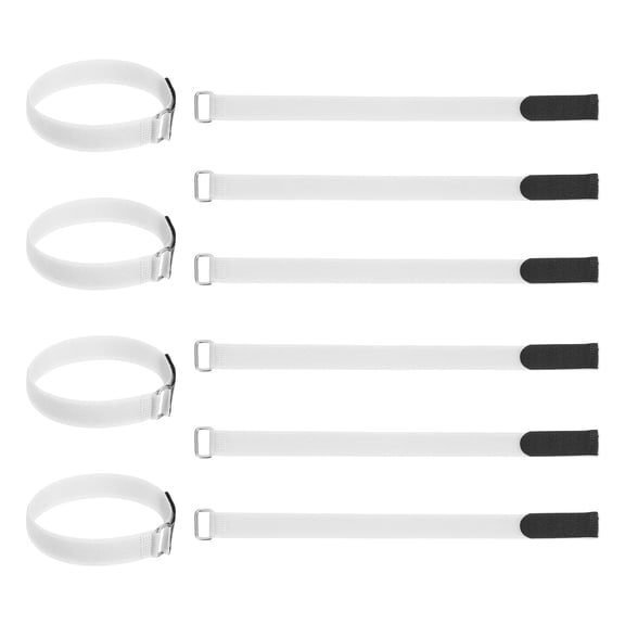 Uxcell 10 Pcs Reusable Cinch Straps, 0.8" x 14.2" Adjustable Hook and Loop Securing Straps Multi-Purpose Self-Adhesive Fastening Cable Cord Ties with Buckle for Organizer Storage, White