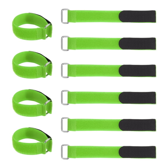 Uxcell 10 Pcs Reusable Cinch Straps, 0.8" x 8.3" Adjustable Hook and Loop Securing Straps Multi-Purpose Self-Adhesive Fastening Cable Cord Ties with Buckle for Organizer Storage, Green