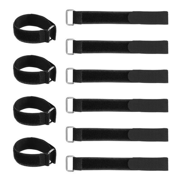 Uxcell 10 Pcs Reusable Cinch Straps, 0.8" x 8.3" Adjustable Hook and Loop Securing Straps Multi-Purpose Self-Adhesive Fastening Cable Cord Ties with Buckle for Organizer Storage, Black