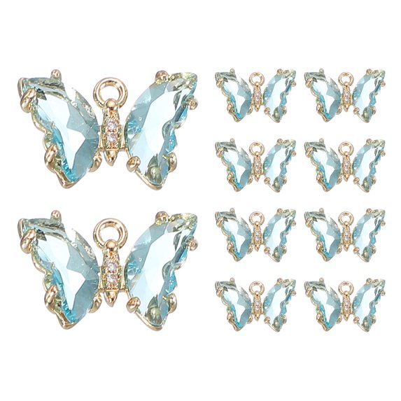 Uxcell 10 Pcs Rhinestone Butterfly Charm Cubic Zirconia Crystal Light Blue
