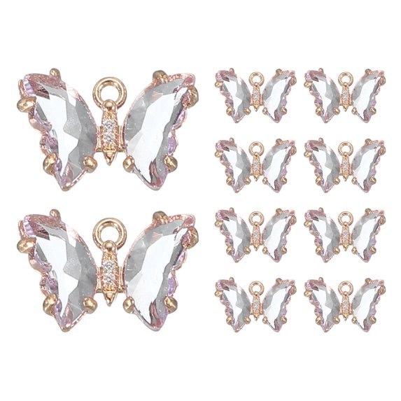 Uxcell 10 Pcs Rhinestone Butterfly Charm Cubic Zirconia Crystal Light Purple