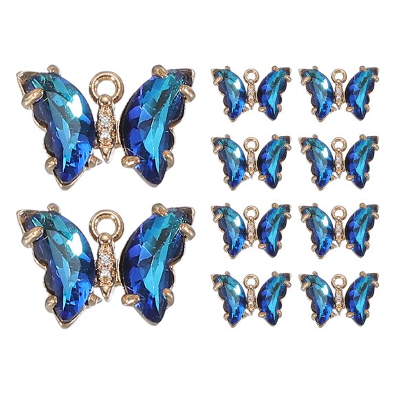 Uxcell 10 Pcs Rhinestone Butterfly Charm Cubic Zirconia Crystal Bright Blue