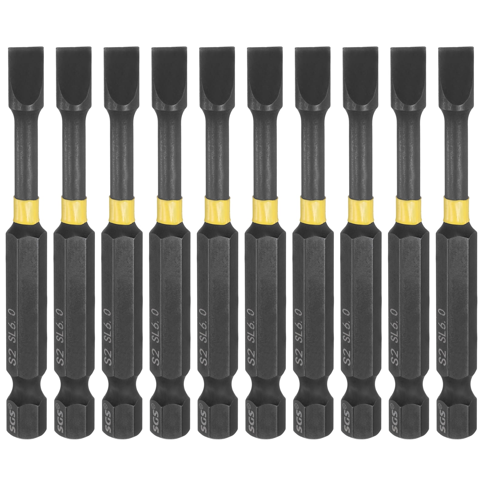 9947 Inpact Uxcell 10 Pcs SL6 Slotted Impact Screwdriver Bits 6mm Slotted Tip 1/4 ...