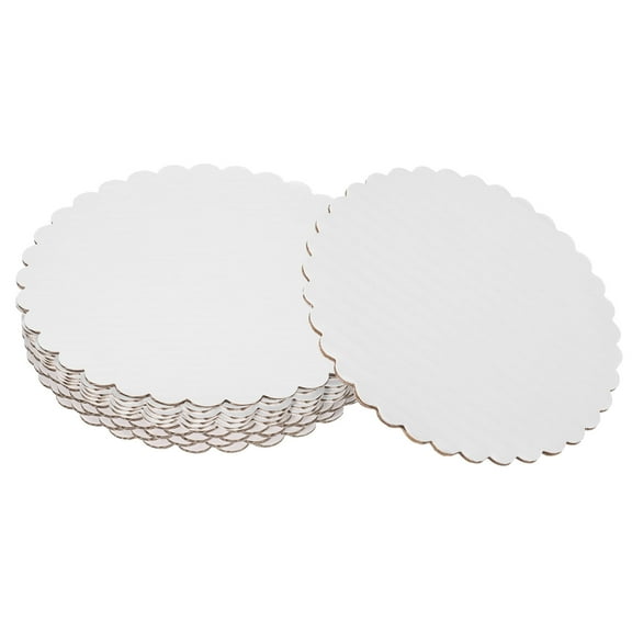 Uxcell 10 Pcs Scalloped Cake Circle Base, 9.8 Inch Cake Cardboards Thick Cardboard Cake Pastry Tray Round Cake Boards for Weddings Parties Birthday Desserts Cupcake (White)
