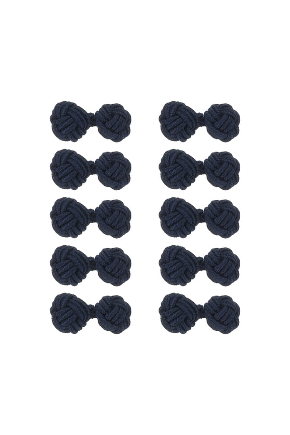 5 Pairs Silk Knot Cufflinks, Elastic Fabric Shirt Cufflinks, Navy Blue
