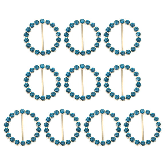 Uxcell 10 Pcs Silk Scarf Ring Clip Bling Rhinestone T-Shirt Clips Tie Waist Knotted Buckle Rings Metal Circle Buckles for Women Blue
