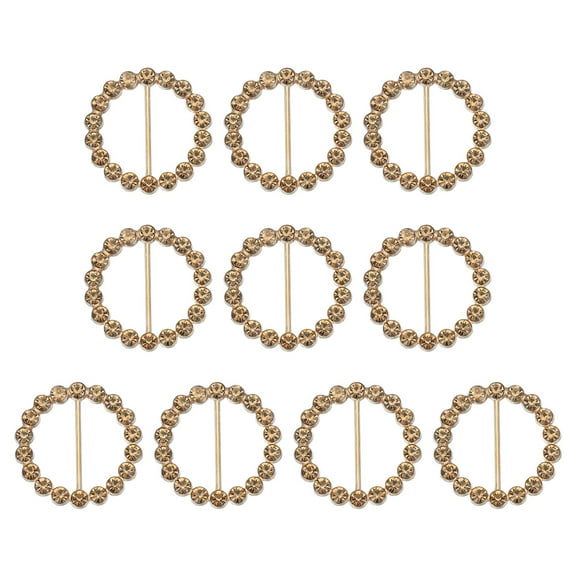 Uxcell 10 Pcs Silk Scarf Ring Clip Bling Rhinestone T-Shirt Clips Tie Waist Knotted Buckle Rings Metal Circle Buckles for Women Champagne