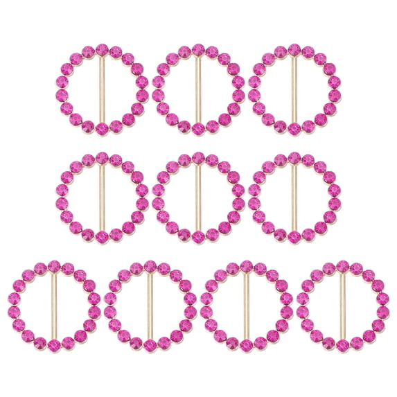 Uxcell 10Pcs Silk Scarf Ring Clip Bling Rhinestone T-Shirt Clips Tie Waist Knotted Buckle Rings Metal Circle Buckles for Women Rose Red