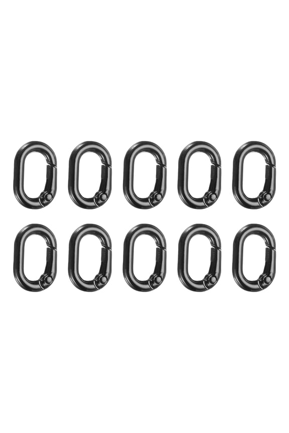 10 Pcs Spring O Rings Oval Metal Clips 0.8 Inch Spring Key Ring Buckle Clasps Connector Accessories for Bags Handbags Luggage Purse DIY Crafts, Black