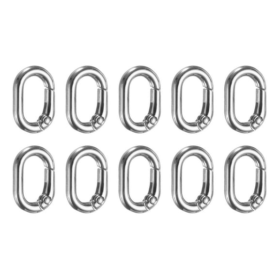 Uxcell 10 Pcs Spring O Rings Oval Metal Clips 0.8 Inch Spring Key Ring Buckle Clasps Connector Accessories for Bags Handbags Luggage Purse DIY Crafts, Silver