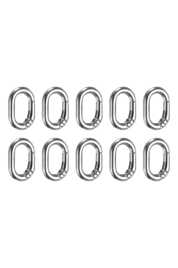 10 Pcs Spring O Rings Oval Metal Clips 0.8 Inch Spring Key Ring Buckle Clasps Connector Accessories for Bags Handbags Luggage Purse DIY Crafts, Silver