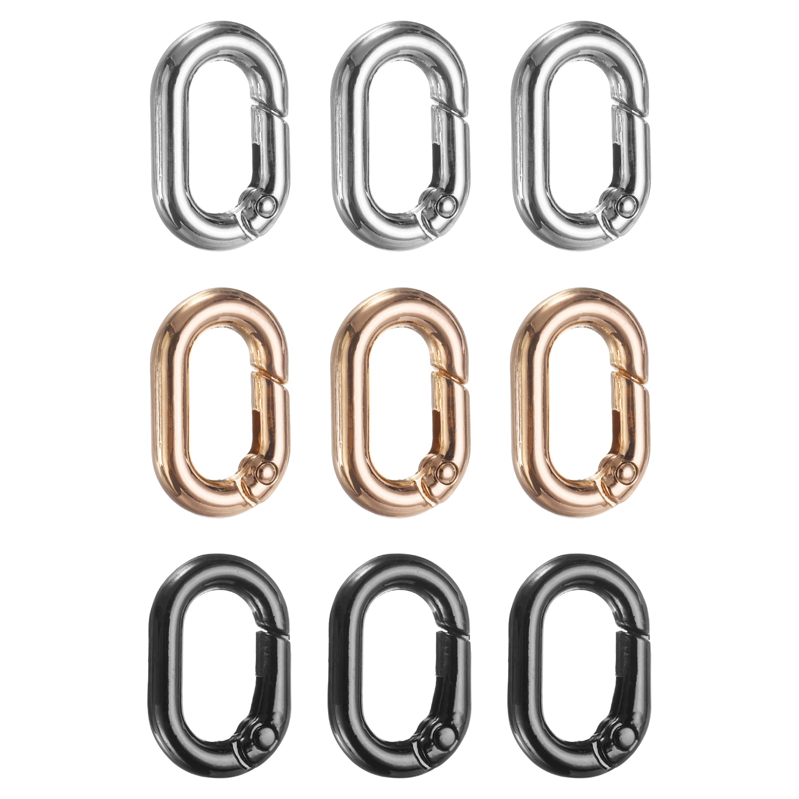 Uxcell 9 Pcs Spring O Rings Oval Metal Clips 0.8 Inch Spring Key Ring ...