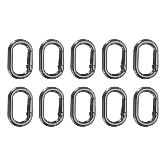 Uxcell 10 Pcs Spring O Rings Oval Metal Clips 1.2 Inch Spring Key Ring Buckle Clasps Connector Accessories for Bags Handbags Luggage Purse DIY Crafts, Black