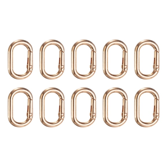 Uxcell 10 Pcs Spring O Rings Oval Metal Clips 1.2 Inch Spring Key Ring Buckle Clasps Connector Accessories for Bags Handbags Luggage Purse DIY Crafts, Gold