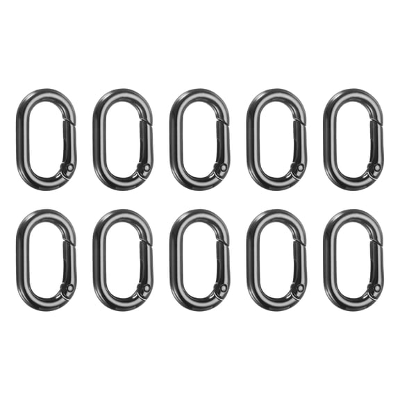 Uxcell 10 Pcs Spring O Rings Oval Metal Clips 1.3 Inch Spring Key Ring Buckle Clasps Connector Accessories for Bags Handbags Luggage Purse DIY Crafts, Black